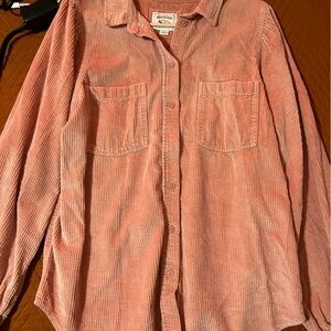 Pink Corduroy Button-Up Shirt